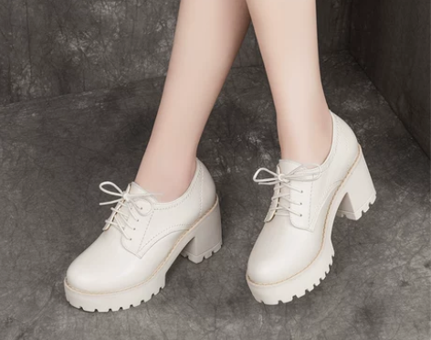 高跟单鞋女2021春季新款白色高跟真皮鞋欧...