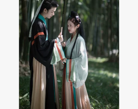 不羡仙愿相逢千秋录汉服女晋制交窬裙男女cp...