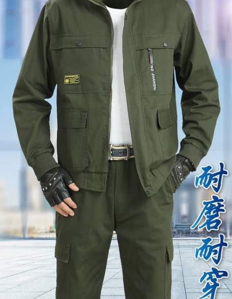工作服纯棉防烫套装男春秋耐磨汽修电焊工服