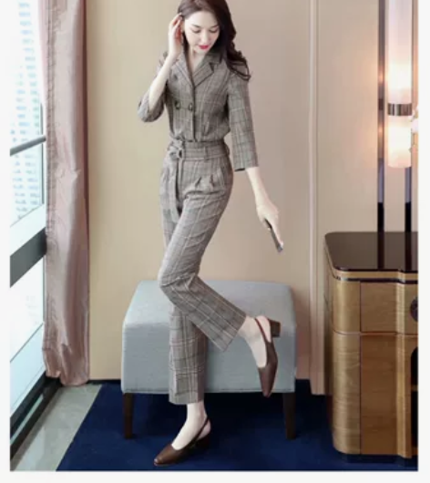 丝柏舍 七分袖 格子 连体裤 感兴趣的话点...