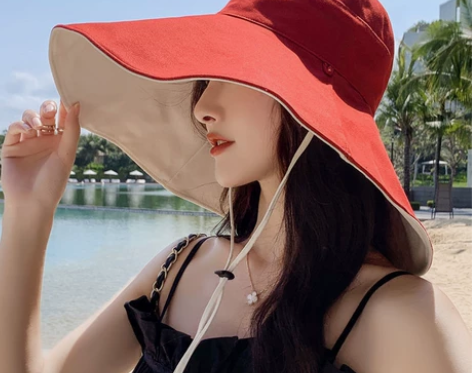 渔夫帽女遮阳帽春夏季韩版潮日系双面遮脸防紫...