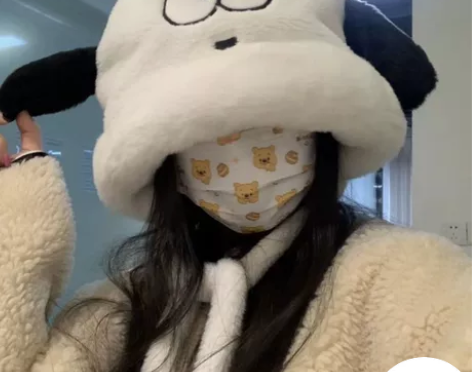 可爱俏皮小狗狗毛绒帽子女生冬季显脸小骑车保...