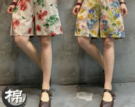 【狂欢价】棉麻短裤女夏季薄款宽松亚麻显瘦印...