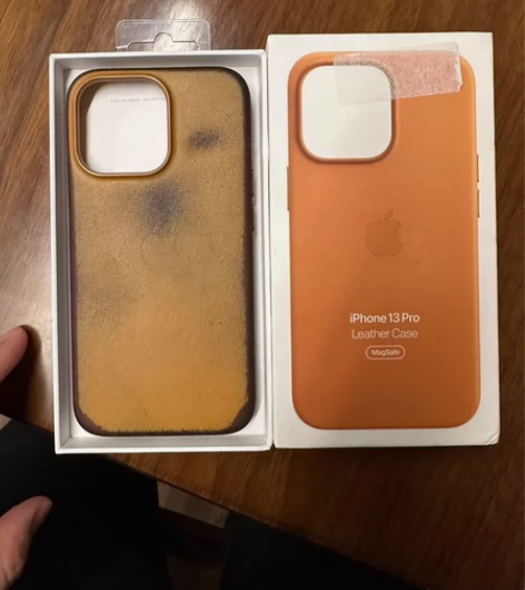 13pro 官网原装皮革保护壳，金褐色，带...