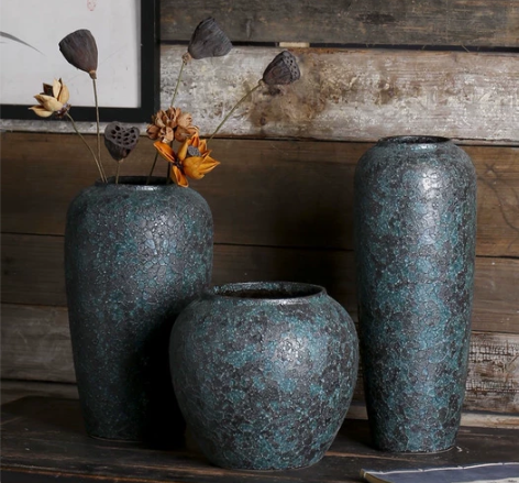 陶瓷花瓶粗陶古瓷插花花器花插装饰品摆件复古...