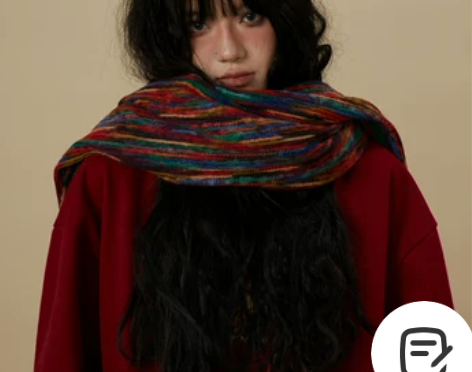 PABO笨狗复古彩虹长长长渐变围巾女围脖披...
