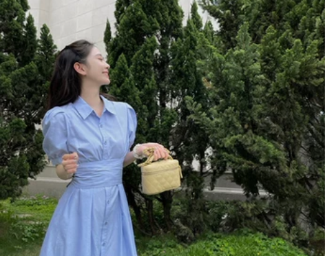 法式少女泡泡袖vintage初恋连衣裙女2...