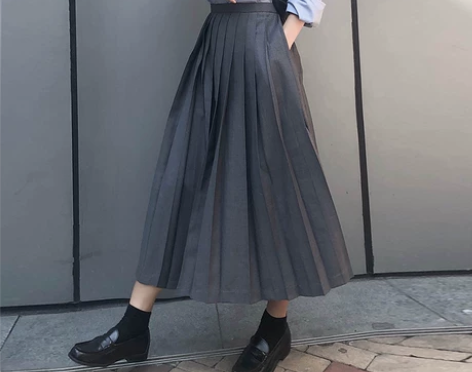 百褶大摆裙a字伞裙长裙22秋冬高腰高温压褶...
