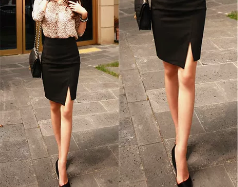 包臀半身裙夏季职业OL高腰短裙弹力黑色工装...