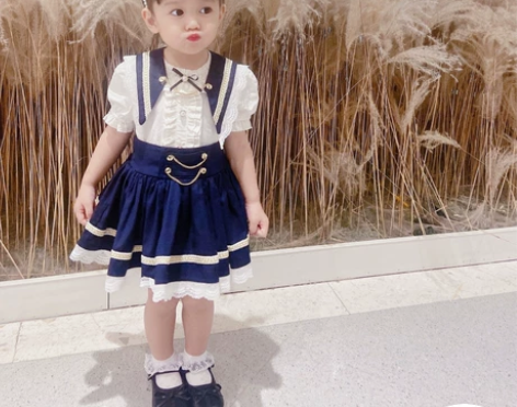 （出）莹狗子海军3件套组合裙 白色连衣裙，...