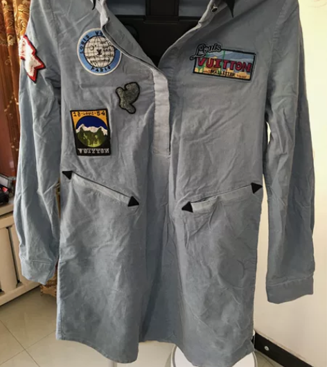 2022春新款童趣卡通刺绣贴布牛仔蓝裙条绒...