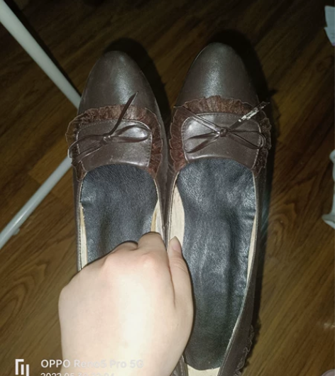 vintage古着女鞋复古蕾丝边蝴蝶结可爱...