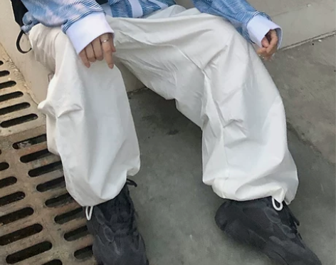 工装裤女韩国INS街头多口袋休闲裤白色百搭...