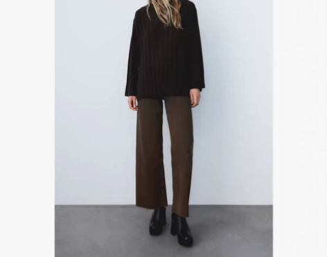 ZARA 新款 女装 高腰直筒牛仔裤 82...