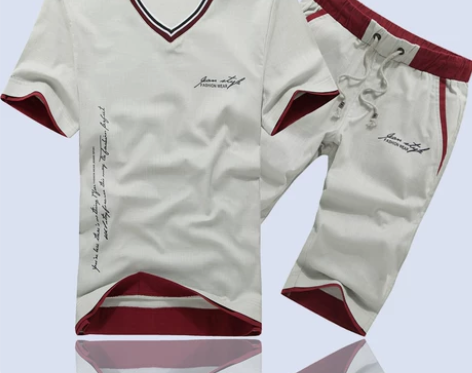 运动套装男士夏季韩版修身短袖短裤纯棉户外休...