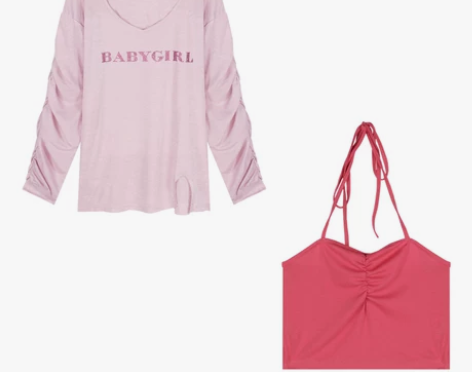 薄款防晒罩衫T恤女夏季设计感小众粉色辣妹v...