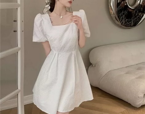 法式轻熟风优雅初恋系仙女气质蝴蝶结露背方领...