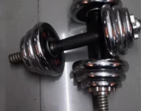 电镀哑铃，永不上锈，总共24斤 感兴趣的话...