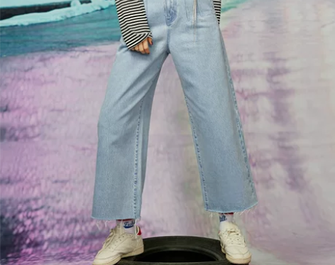 高腰牛仔裤女宽松直筒学生阔腿初恋裤chic...
