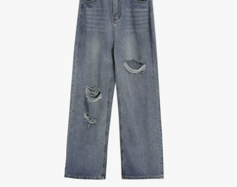 ?港味复古破洞牛仔裤女夏季2022新款高腰...