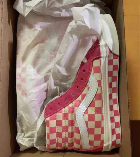 全新 vans 粉白棋盘格 38.5尺码 ...