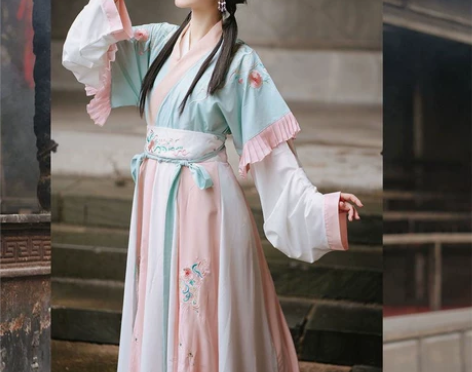 新款花神记灵语原创齐腰汉服女晋制交领襦裙刺...