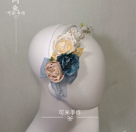 【粉丝85折】绀色凡尔赛汉洋折中发箍茶会生...