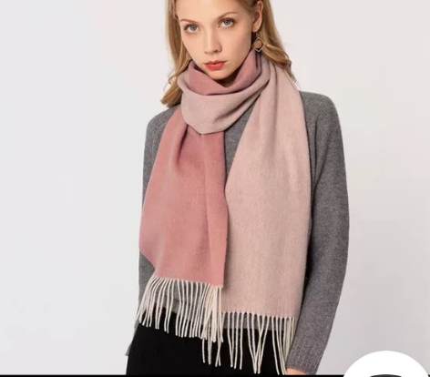 上海故事 全羊毛围巾  粉色 双色款  全...