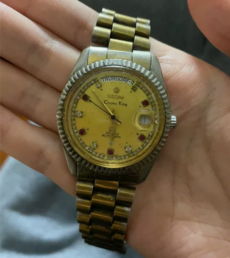 保真的梅花镀金表古董表男表，谢绝讲价，半自...