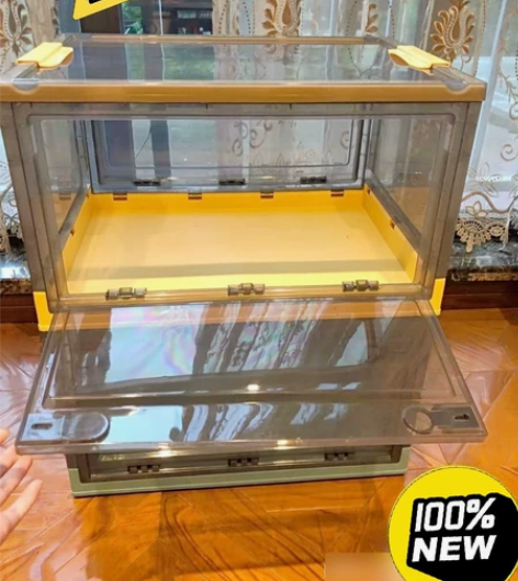 【全新】白菜价清出口品质折叠收纳箱带轮透明...