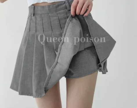 ?欧美复古ins风百褶裙女高腰显瘦防走光半...