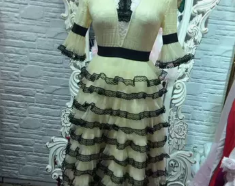 夏季新款韩国名媛唯美蕾丝花边高腰修身蛋糕裙...