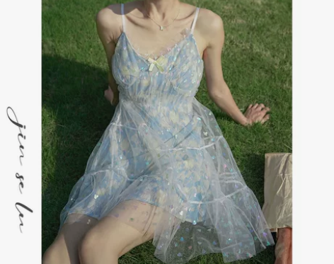 ?少女味甜美可爱公主裙洋气收腰显瘦气质网纱...