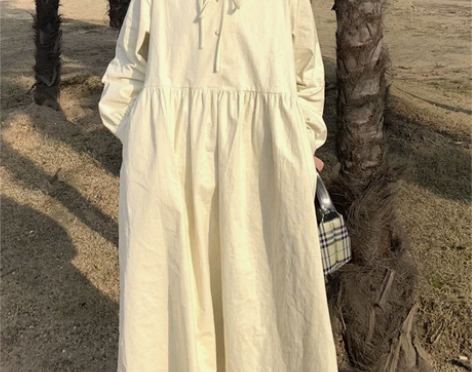 女装新款春夏学院风娃娃领长袖连衣裙女学生韩...