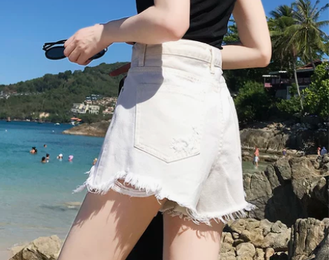 【活动价】高腰牛仔短裤女网红破洞夏2019...