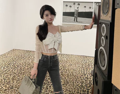 wuuus 白色蝴蝶结吊带背心女夏气质性感...