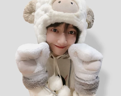 毛绒帽可爱羊角帽手工原创冬季防寒护脸滑雪保...