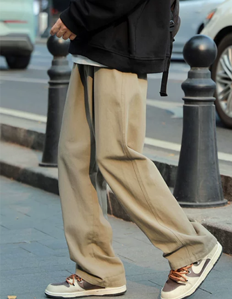 日系cityboy卡其色裤子男款秋冬季加厚...