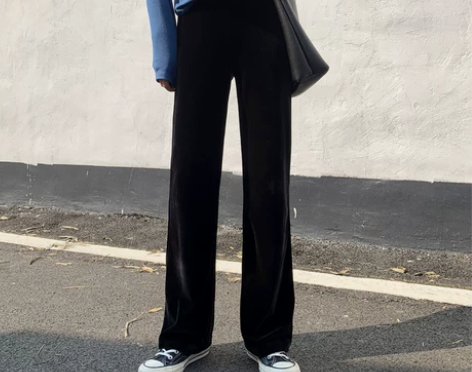 坠感阔腿裤高腰丝绒裤M码 全新未穿过 只收...