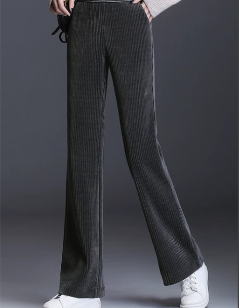 雪尼尔阔腿裤女秋冬2022新款高腰垂感直筒...