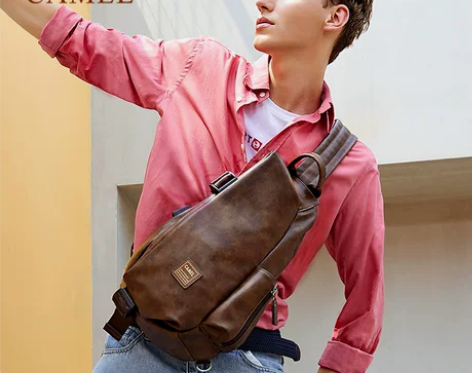 骆驼胸包男斜挎包男士包包大容量单肩包学生背...