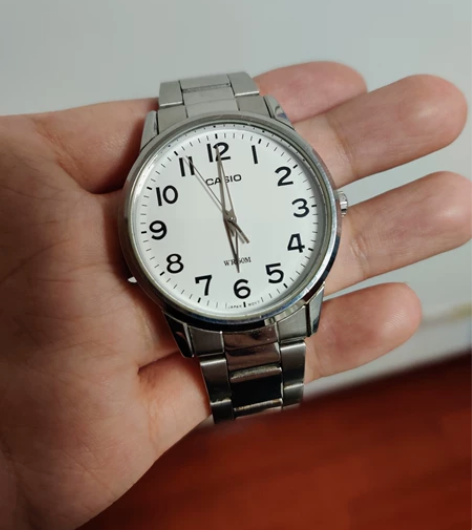 卡西欧手表男士大表盘简约指针钢带石英男表M...