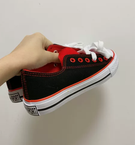 商家送的鞋子，绑带帆布鞋，全新，仅试穿拍照...