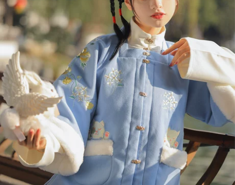 芸梦溪喵柒柒汉元素汉服女原创正品加厚半臂毛...