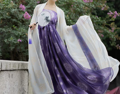 原创正品唐制汉服仿仕女图夏季唐风印花诃子裙...