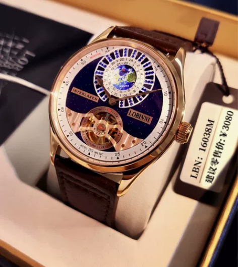 正品罗宾尼手表男全自动机械表镂空男表防水名...