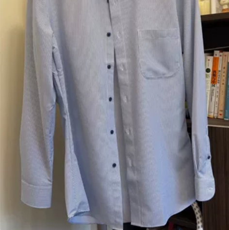 G2000蓝条纹带侧口袋衬衫纯棉男士衬衫商...