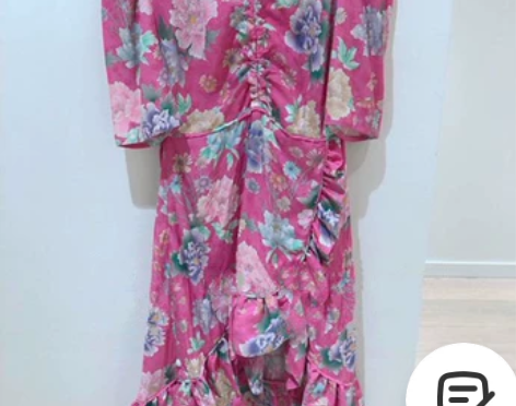 法国s小众20春夏新款V领短袖花朵印花荷叶...