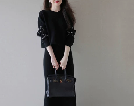 欧洲站秋冬新款文艺风设计感名媛御姐减龄时髦...