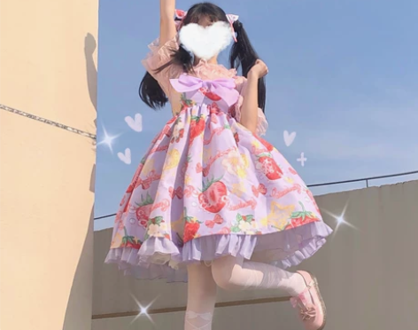 草莓气泡lolita  m码 香芋紫 有一...